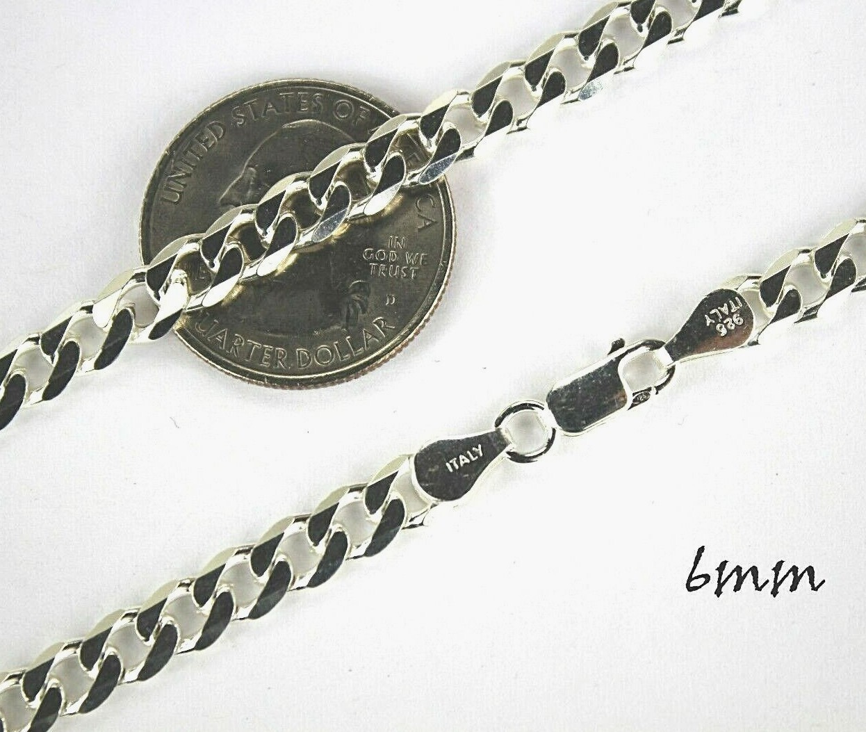925 Sterling Silver 6mm Cuban Curb Link Chain Necklace Men Women Size 16″~40″