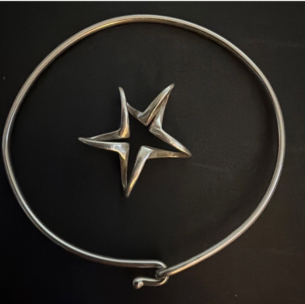 Retired James Avery Floating Star Charm w/sterling silver JA bracelet .925