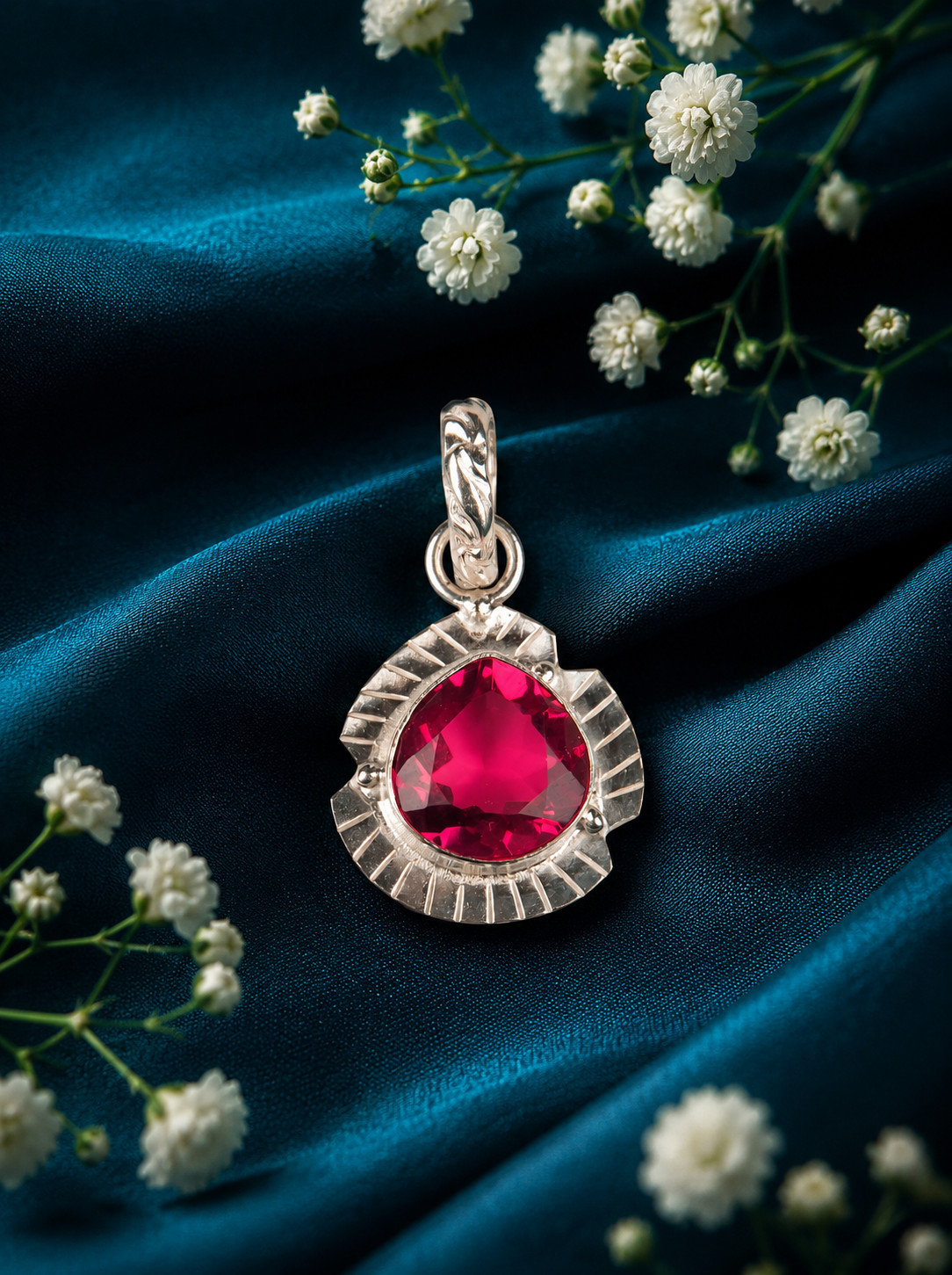 Pink Tourmaline 925 Sterling Silver Heart Shape Pendent 1.15″ Gift For Women