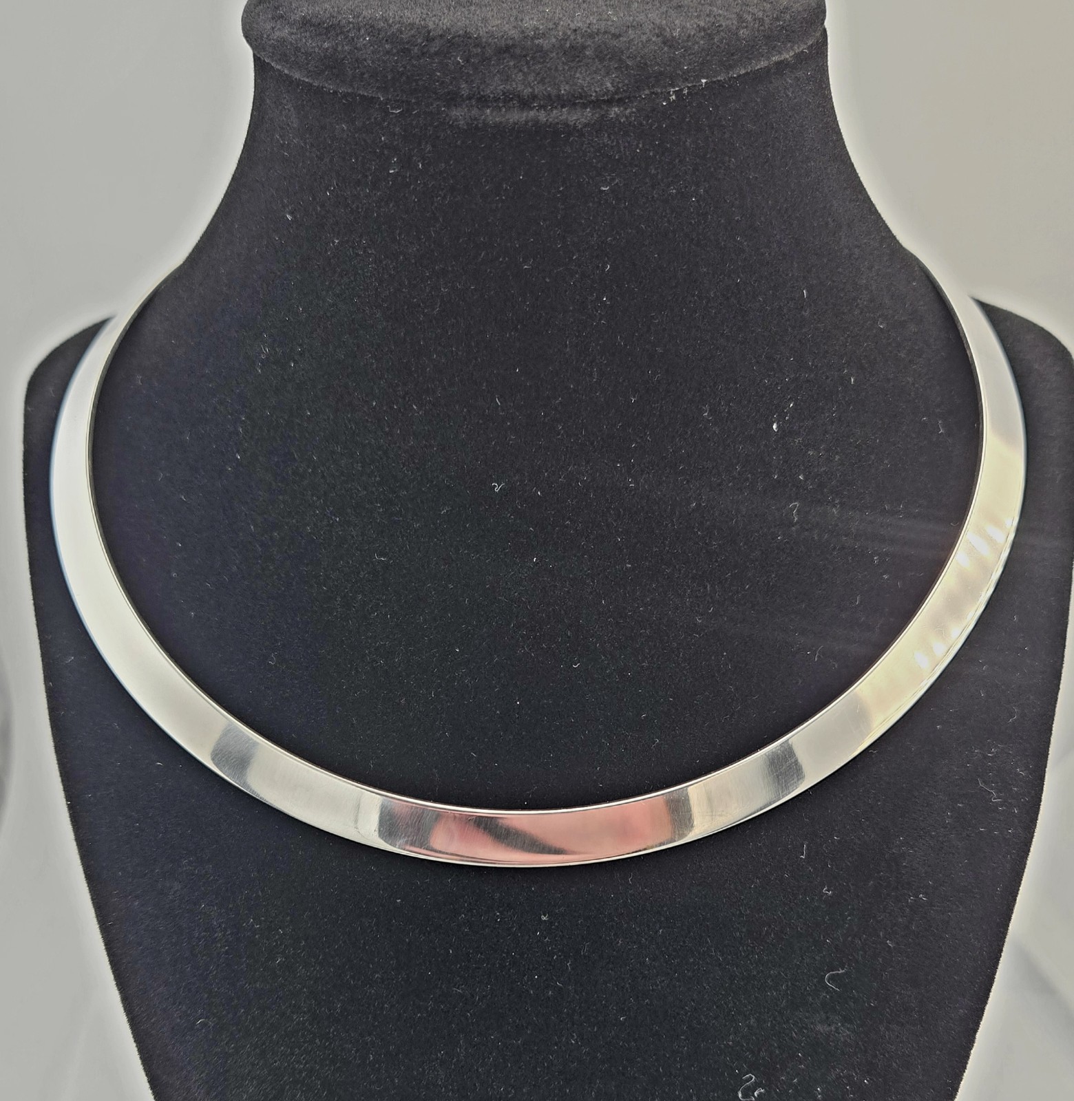 Retired James Avery Sterling Silver Collet Choker Collar Necklace Cuff 17.5″ 36g