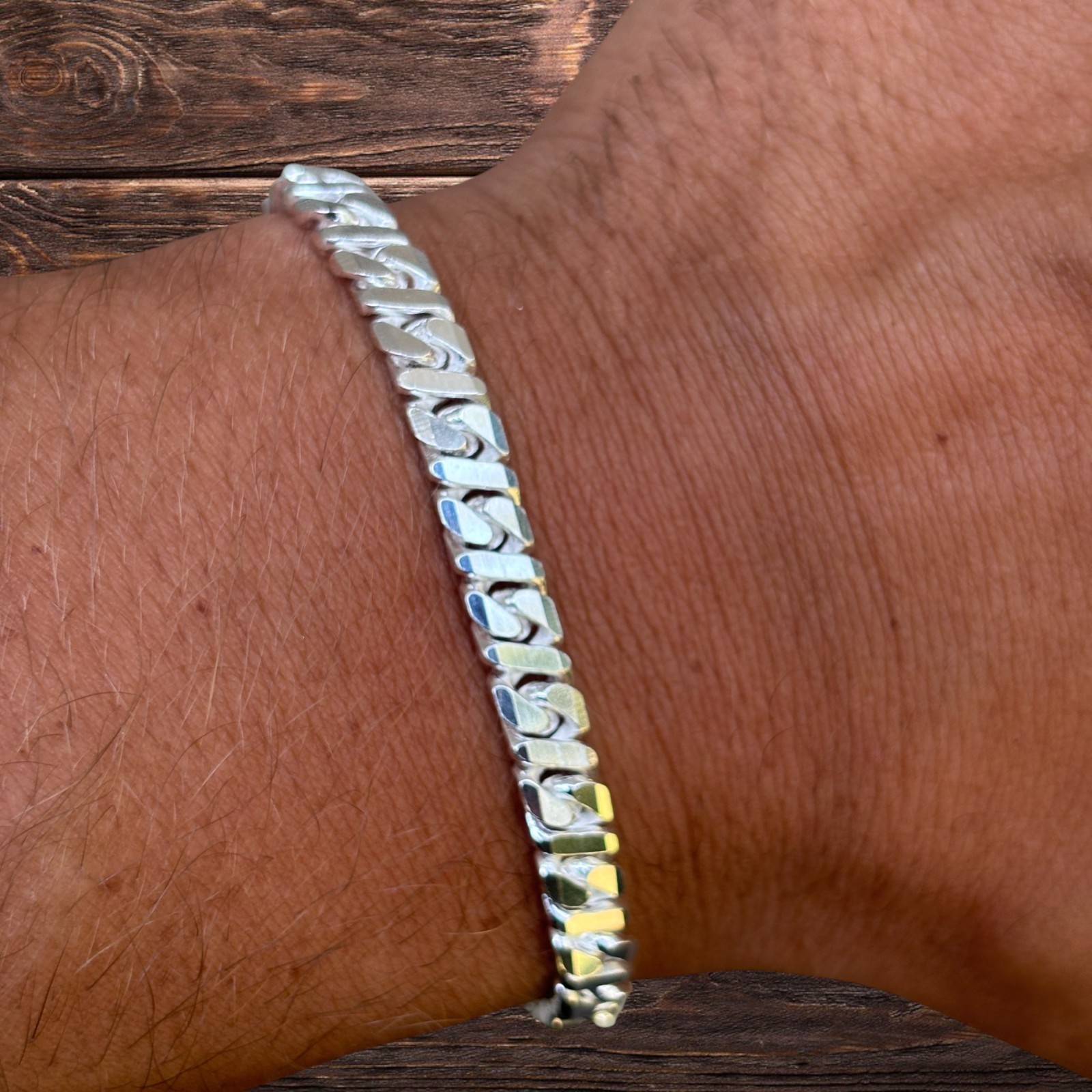 6mm Dollar Link Bracelet – Real Solid 925 Sterling Silver MADE IN ITALY