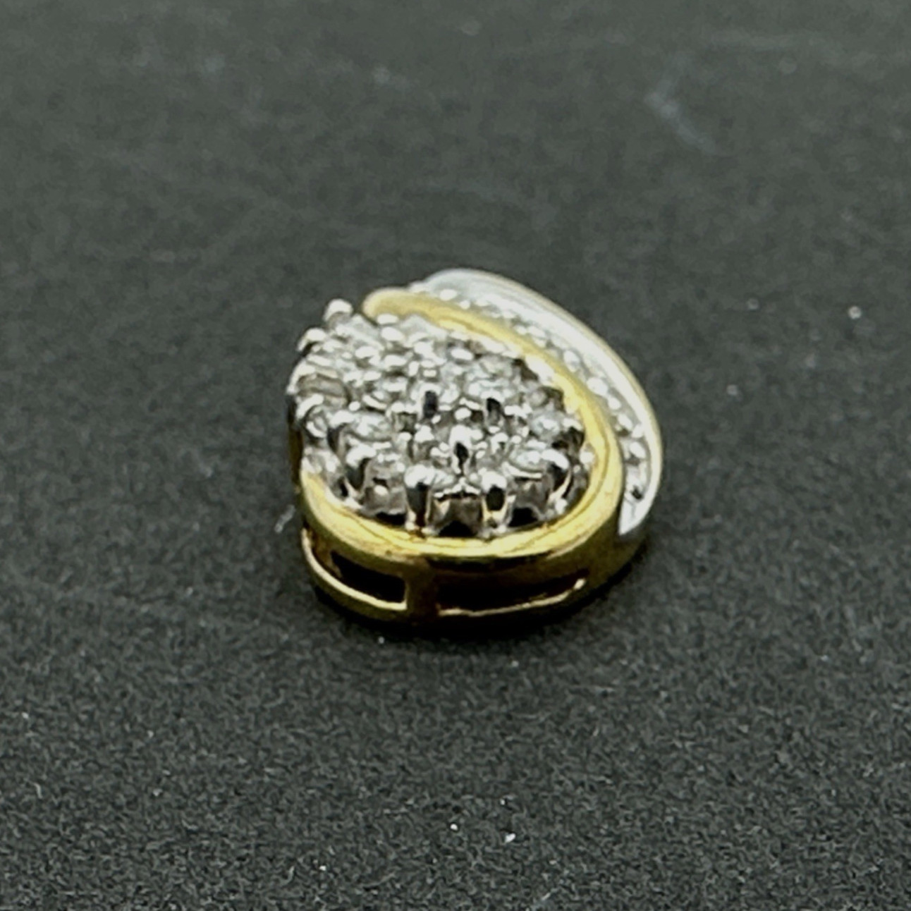 10K diamond cluster pendant – yellow & white gold slide classic elegant 2.6g