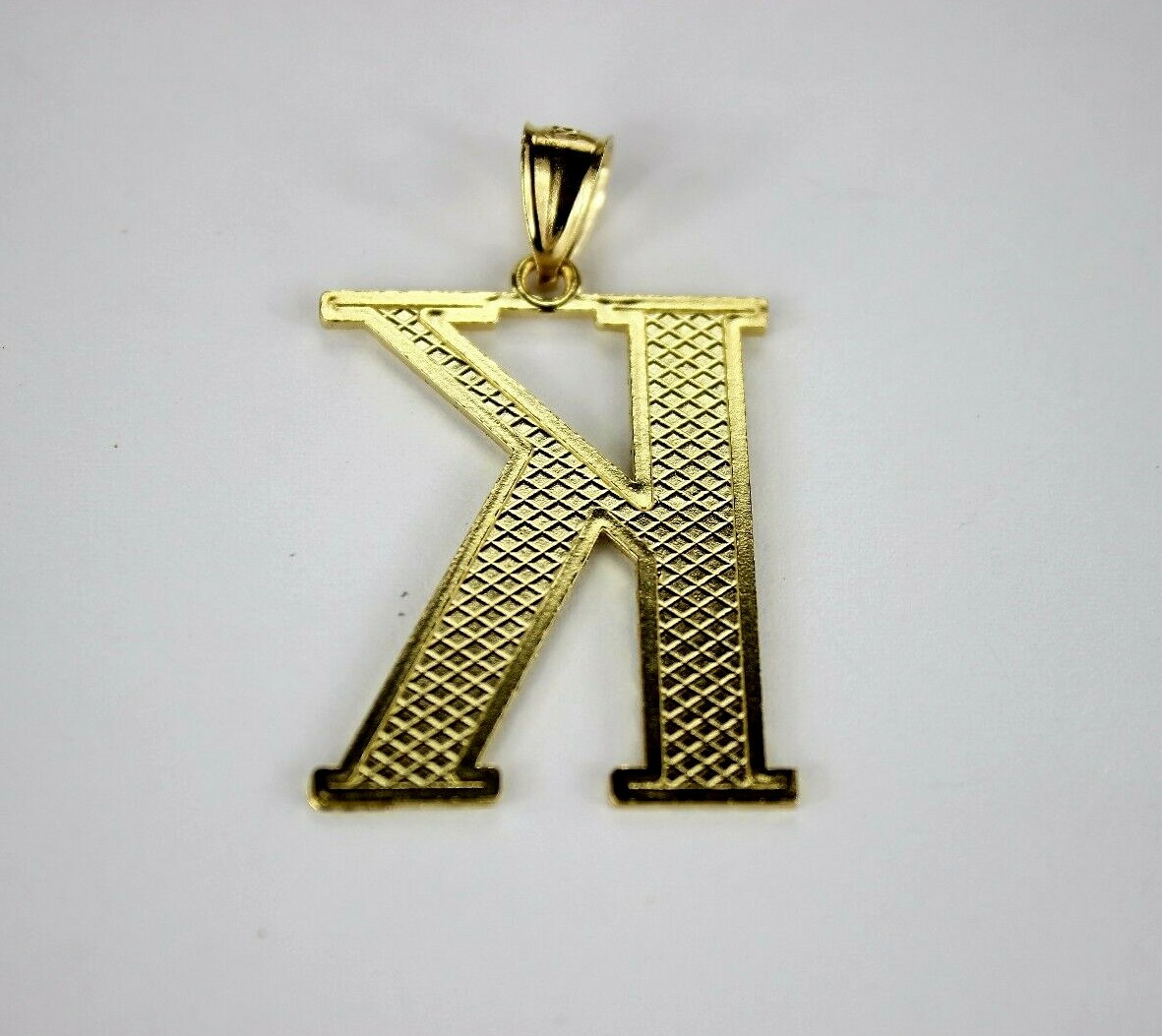 10K Yellow Gold Initial Pendant Charm Diamond Cut A ~ Z Alphabet 4 Sizes