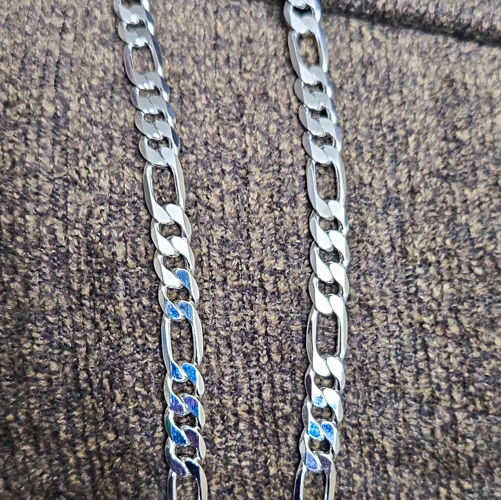 Stamped 925 Figaro Link Chain 22in 8mm
