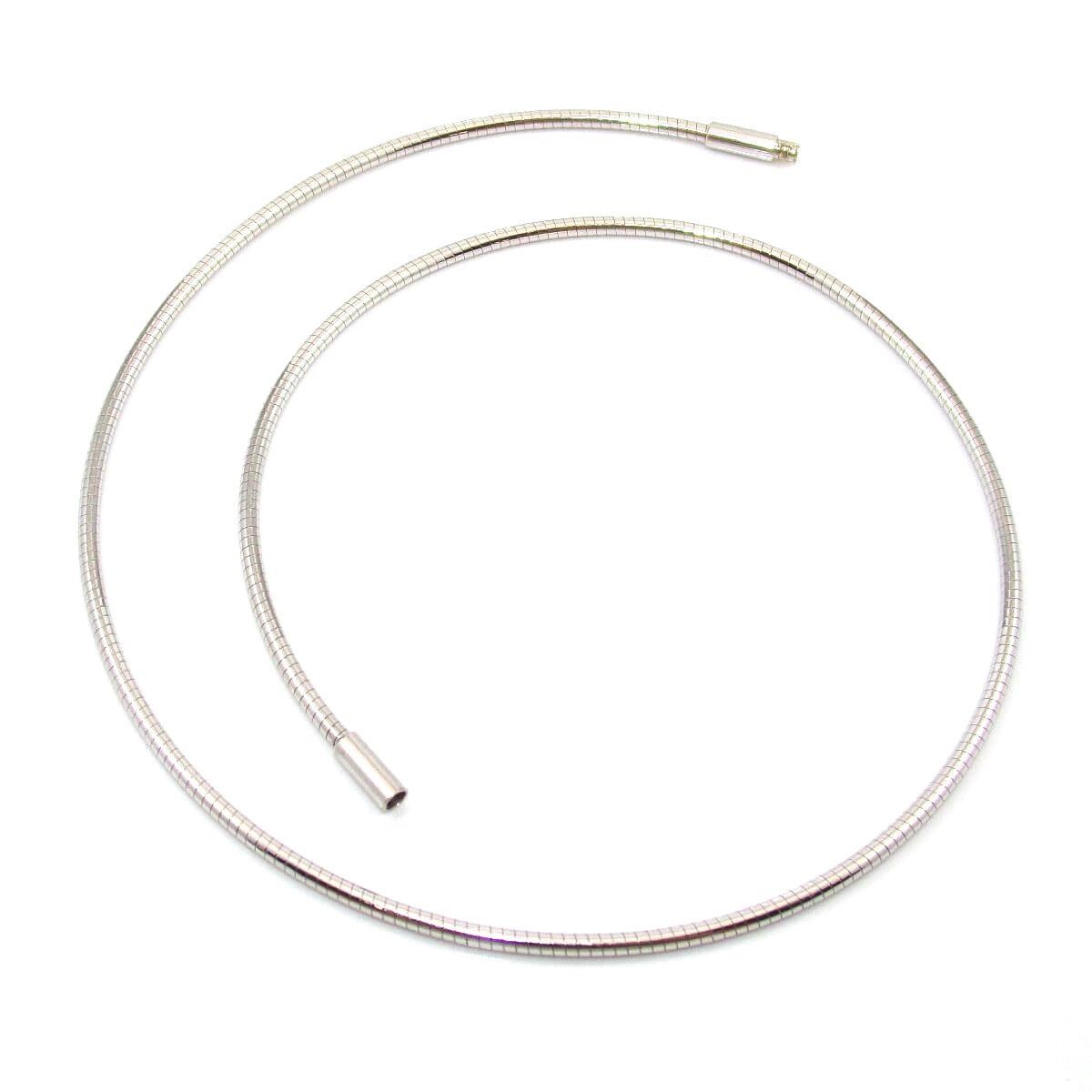 14K White Gold Italy Round Tube Snake Chain Necklace 18.5″