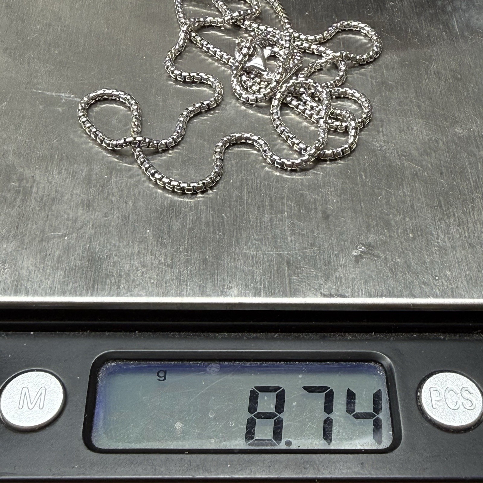 Solid Italy 925 Sterling Silver Round Box Chain Necklace 24” 1.7mm