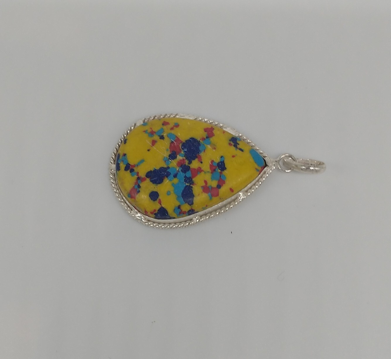 Slide Pendant Mosaic Balloon Turquoise Gemstone 925 Silver 1.9″ India NEW