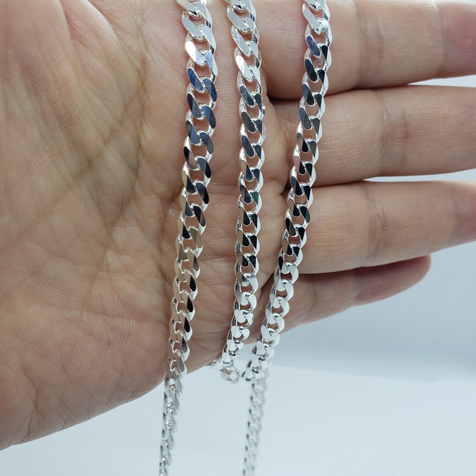 925 Sterling Silver 6mm Cuban Curb Link Chain Necklace Men Women Size 16″~40″
