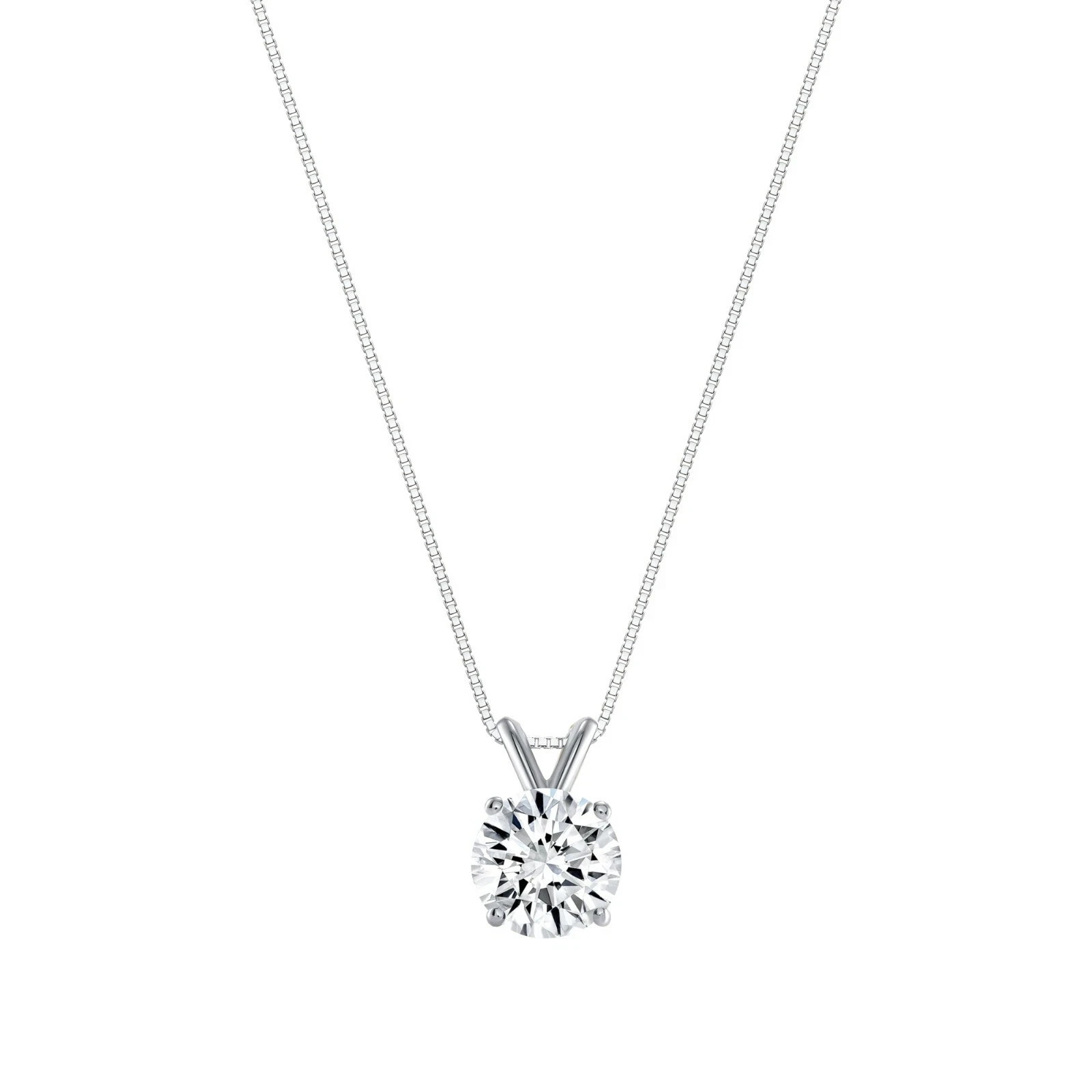 1 Ct Round Lab Created Grown Diamond Real Solid 14K White Gold Pendant Necklace