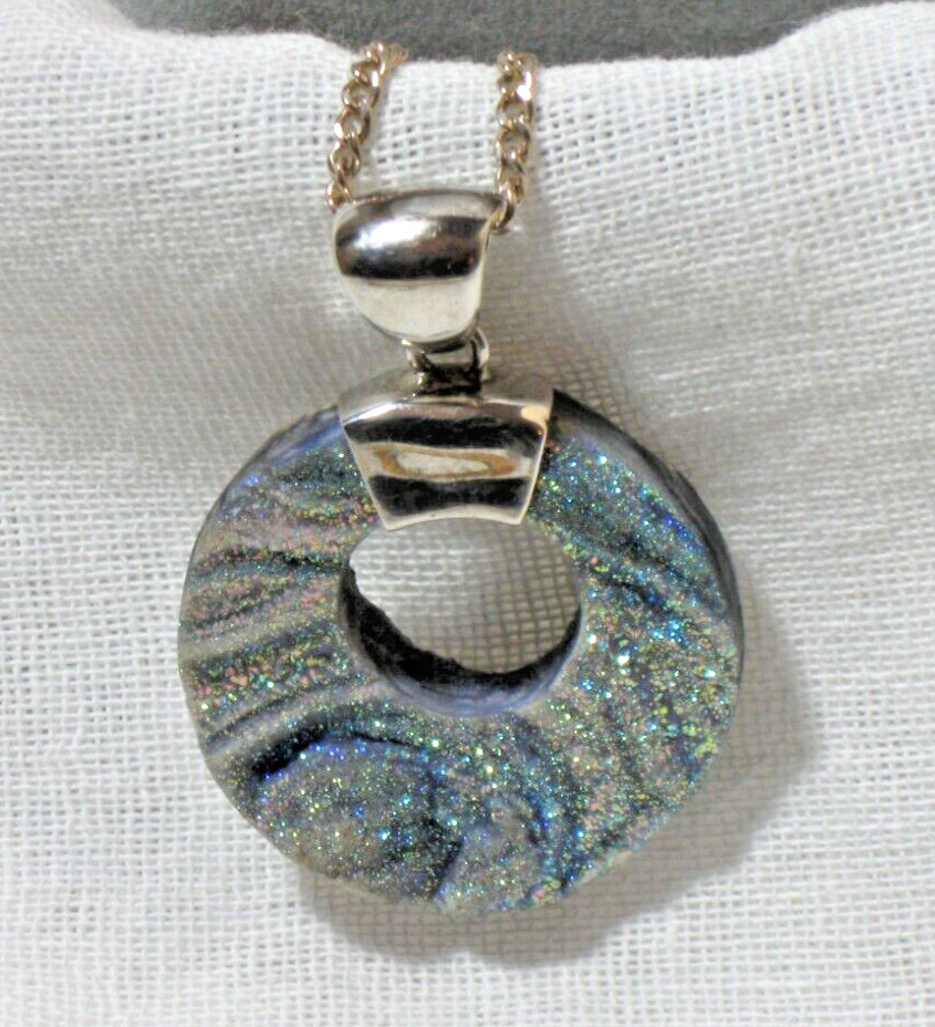 Reversible, Double Sided STARBORN Druzy Geode Quartz Pendant with Sterling Chain