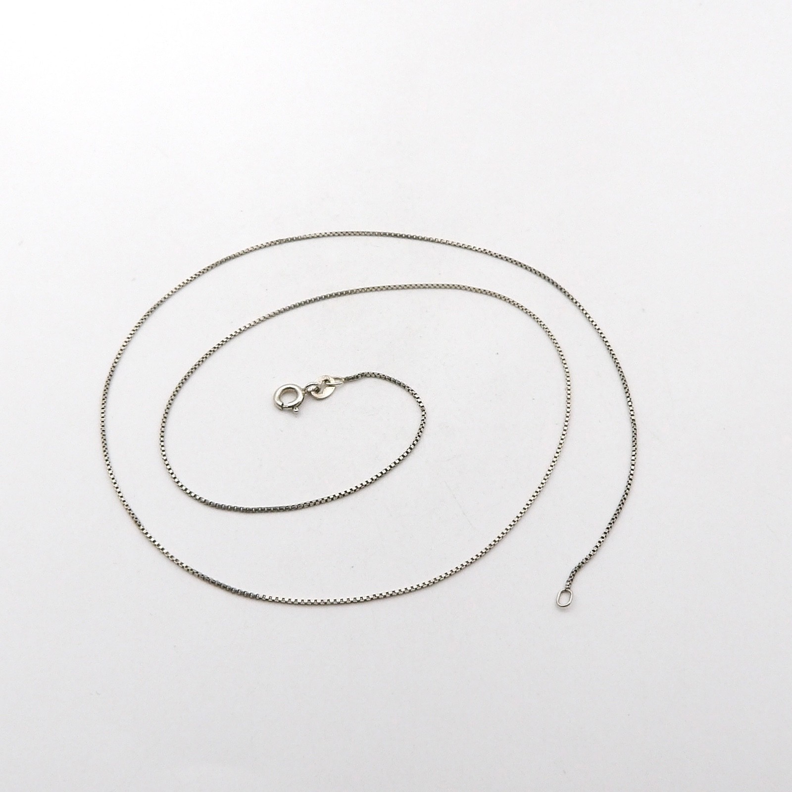 Sterling Silver Venetian Box Link Pendant Chain Necklace 21in 1mm