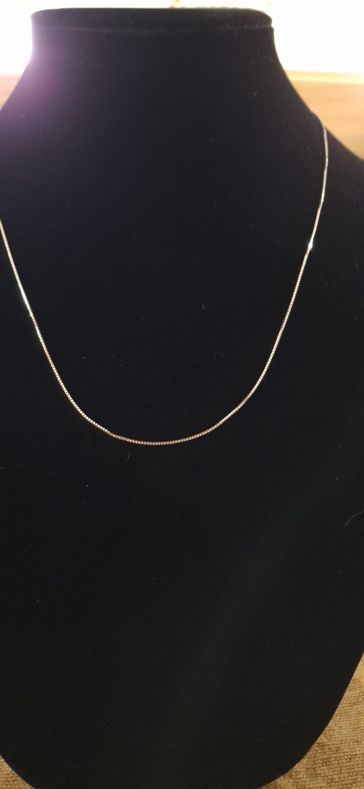Silver Tone Box Chain Necklace with Spring Ring Closure Metal No Stone Style