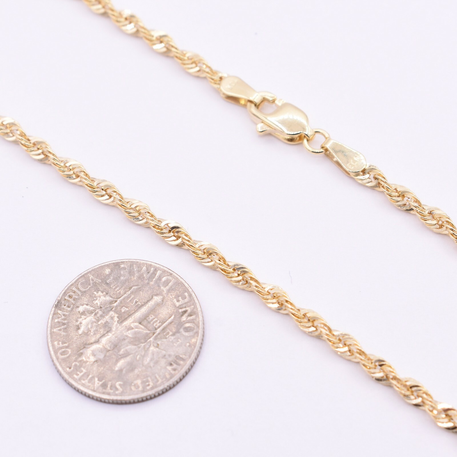 2.5mm Twisted Rope Chain Necklace Real 10K Yellow Gold ALL SIZES