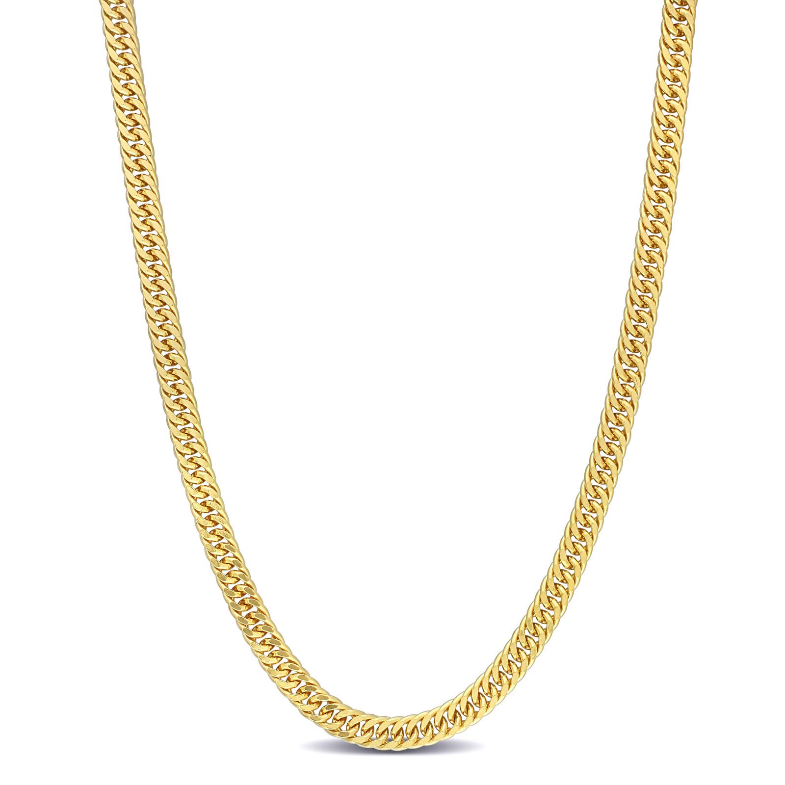 Amour Yellow Plated Sterling Silver Double Curb Link Chain 24″ Necklace