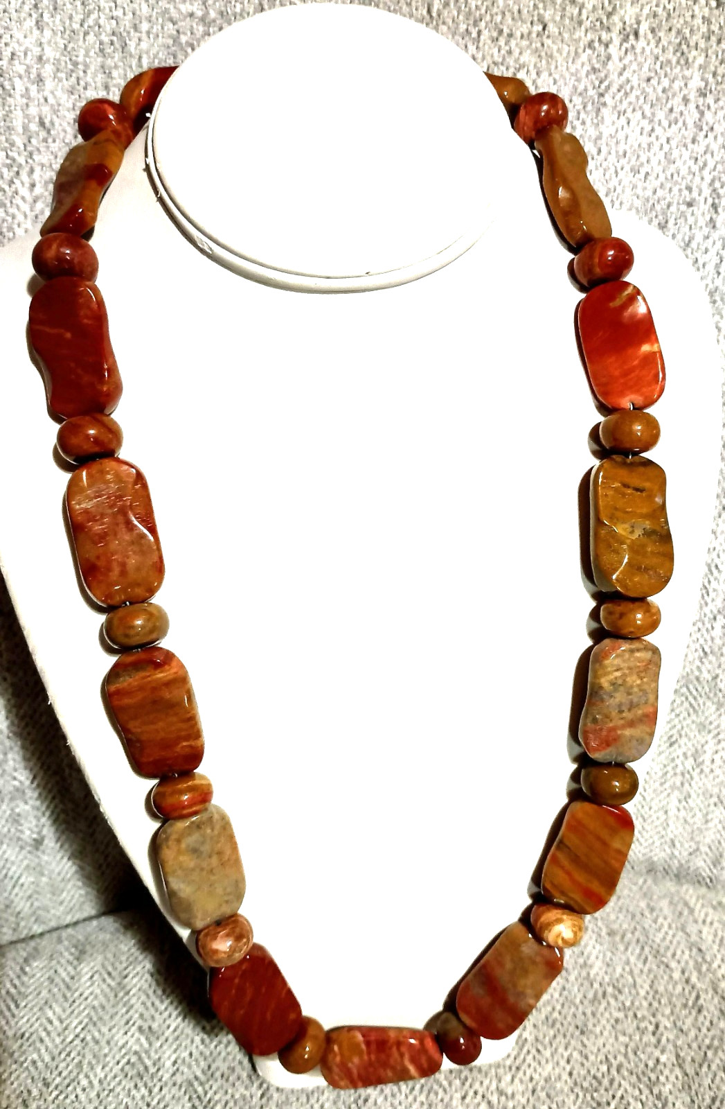 JAY KING STERLING SILVER RED JASPER AGATE NECKLACE 28″ W/3″ EXTENDER, HOOK CLASP