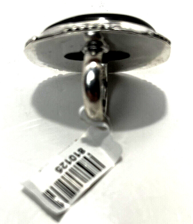 Black Onyx Ring Size 6 with Matching Pendant & Chain ~ German Silver