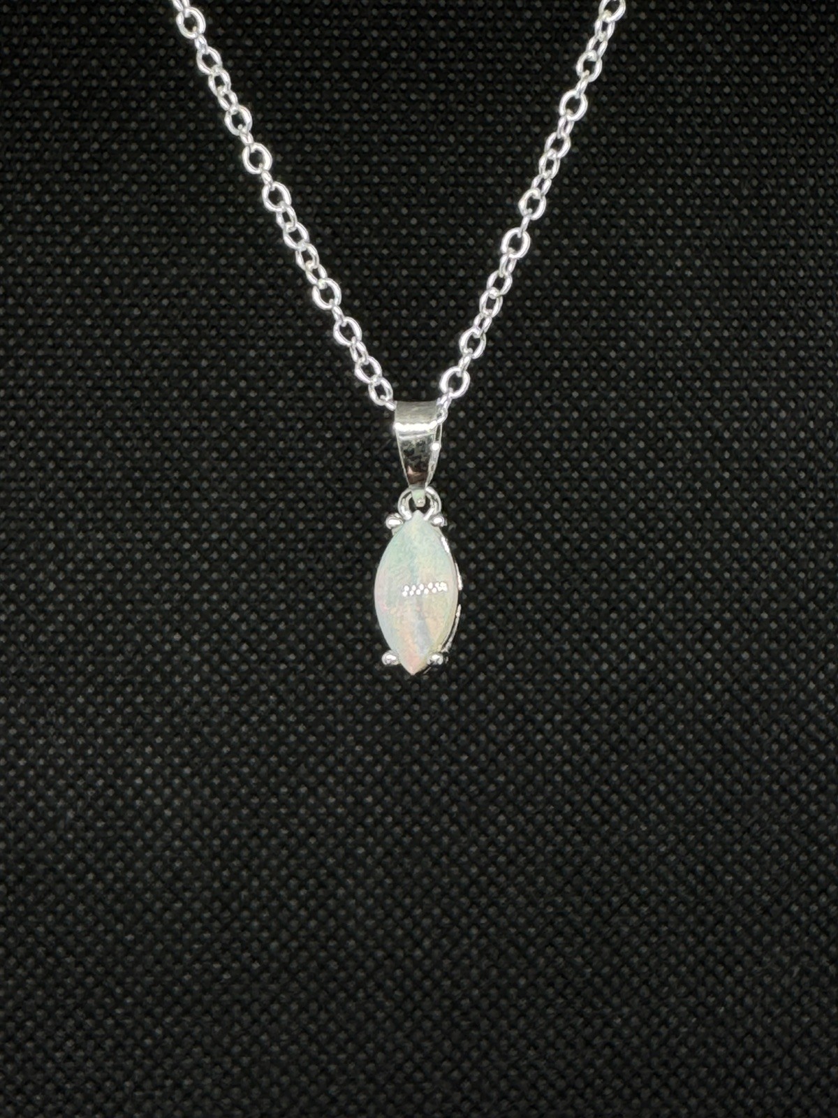 Natural Australian Opal Necklace From Coober Pedy 925 Sterling Silver