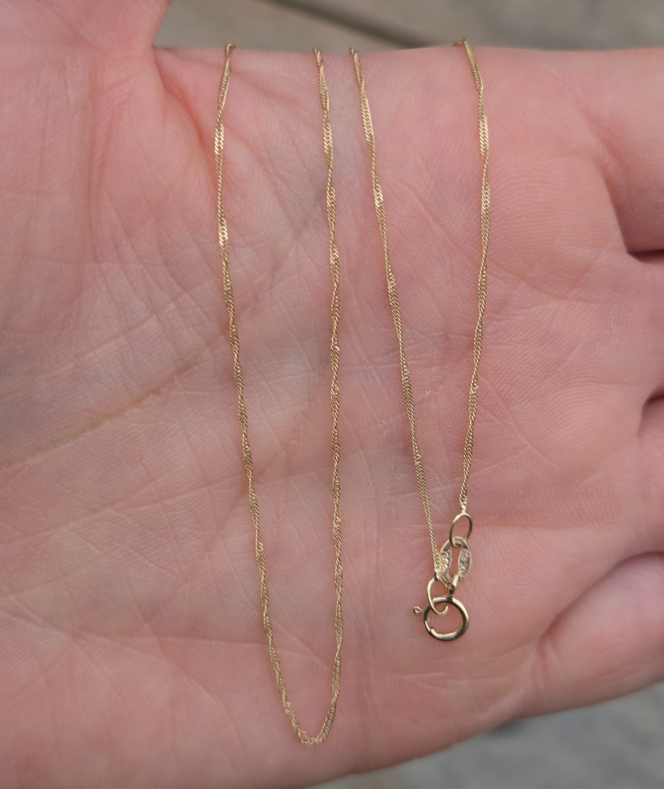 Vintage HM Solid 10ct 10k 9ct Gold Fine Singapore Curb Chain Necklace 17.75”