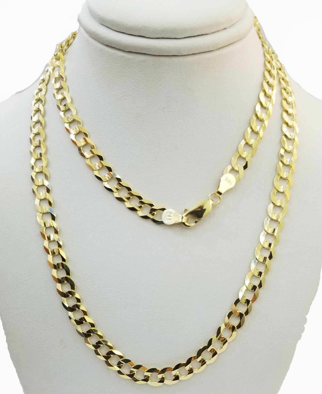Real 14K Yellow Gold Cuban Link Chain Necklace 6mm 20″ 22″ 24″ 26″ 28″ Solid 14k