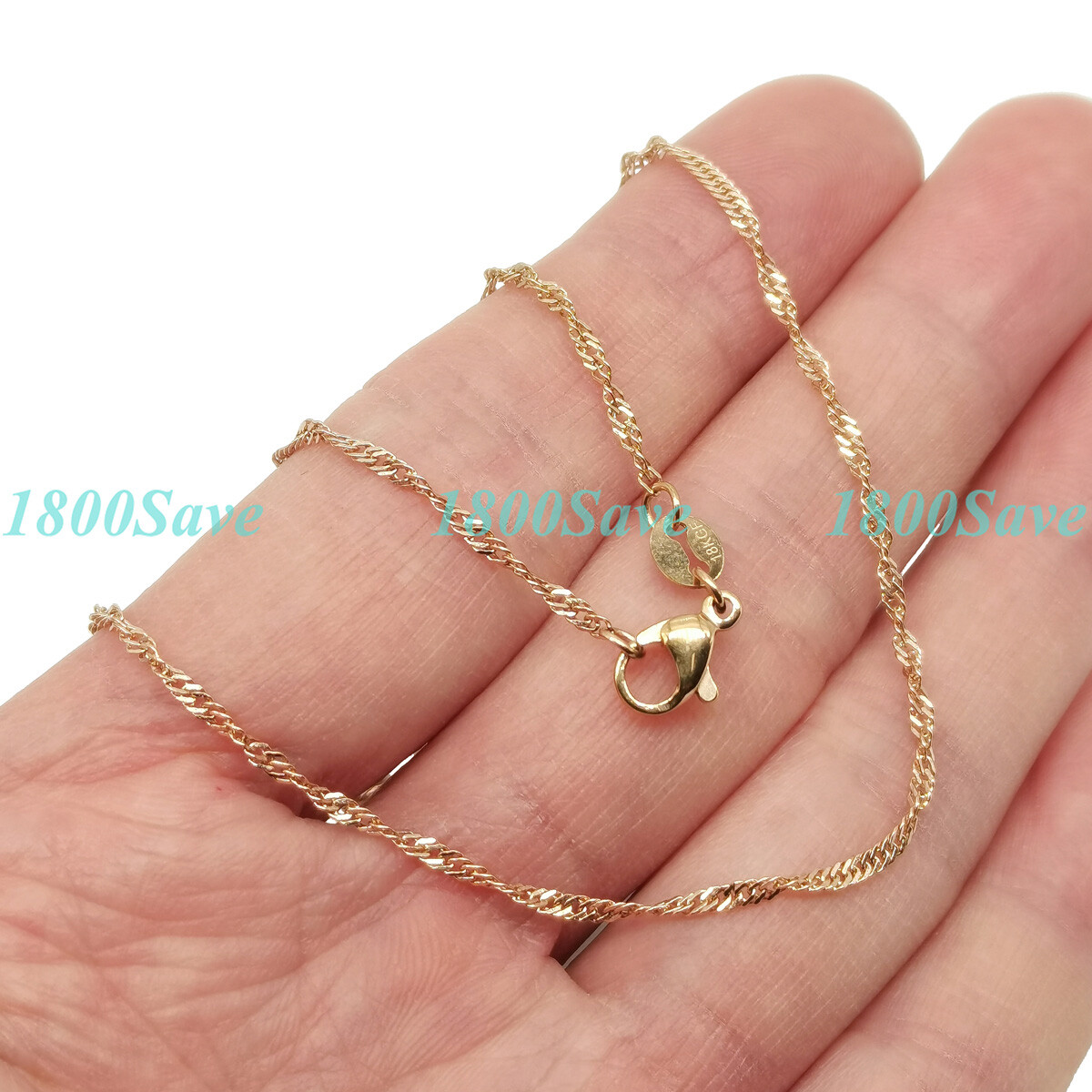 18K Rose Gold Filled Tarnish-Free 16″-24″ 1mm Very Thin Wave Chain Necklace F142