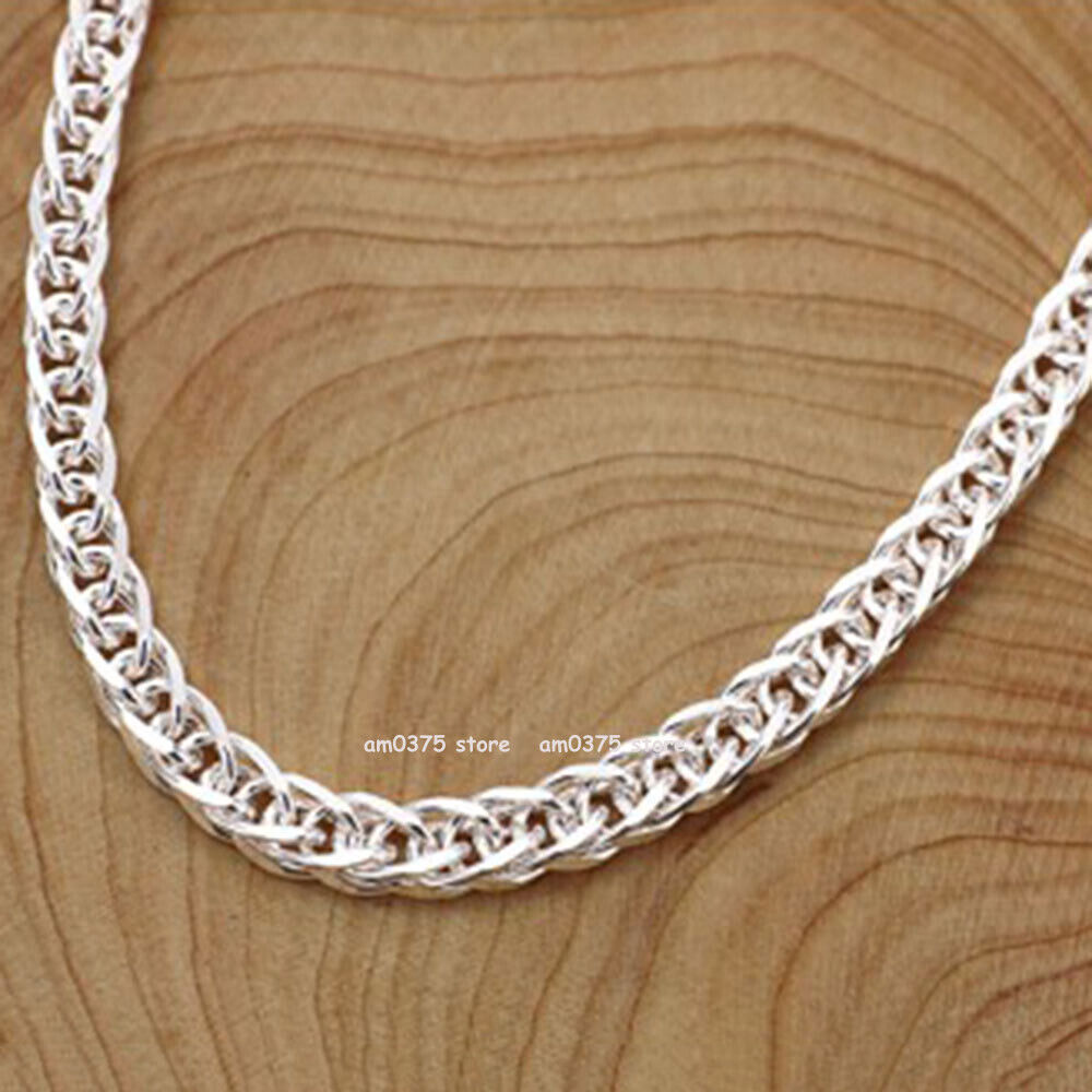 Pure 999 Fine Silver Chain Men Women 3.5mm/4mm Square Wheat Necklace Snake Link