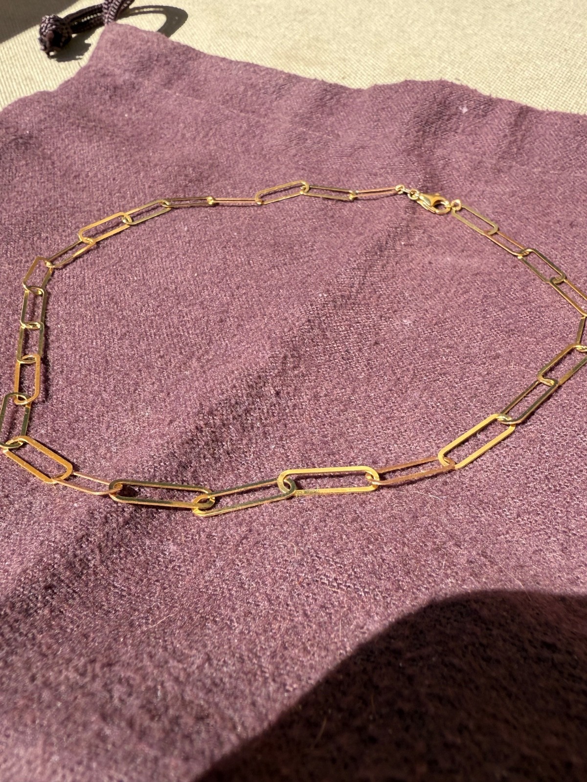 Dubai Design Paper Clip Link Solid 18k Gold Chain Necklace 16″ * Quality * Rare