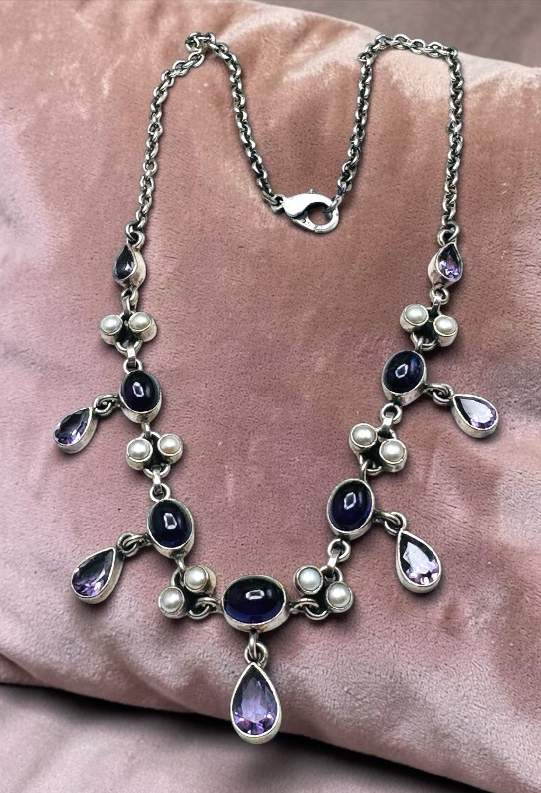 Nicky Butler Sterling Silver Amethyst Pearl Necklace Beautiful
