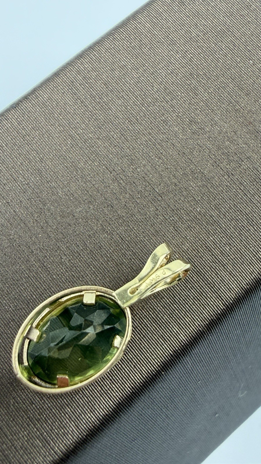 Peridot 9ct Gold Pendant Charm , Vintage And Hallmarked