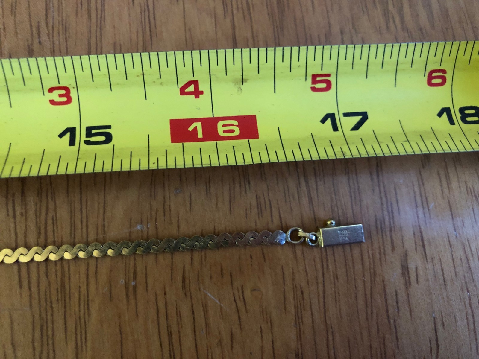 14K solid gold 13.1g necklace serpentine double chain 17” length stamped VTG