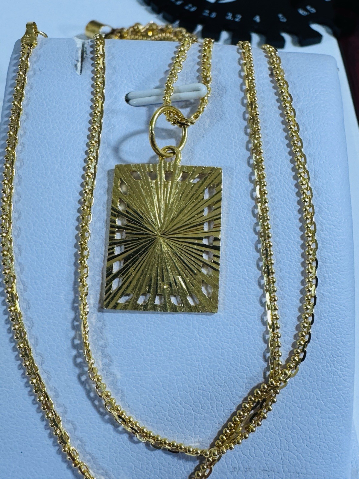Saudi Dubai 22K Solid 916 Real Gold Frame Sikh Necklace 20” Long 8.26g 2.2mm