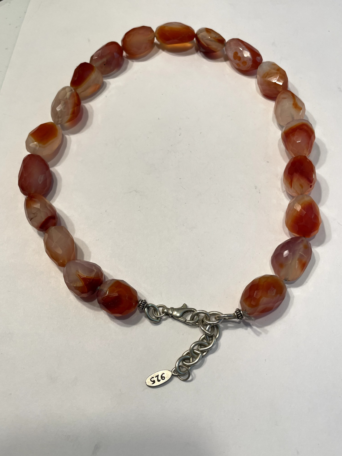 Raw Carnelian Necklace – 20″ Raw Carnelian Sterling Silver Claudia Agudelo Exex