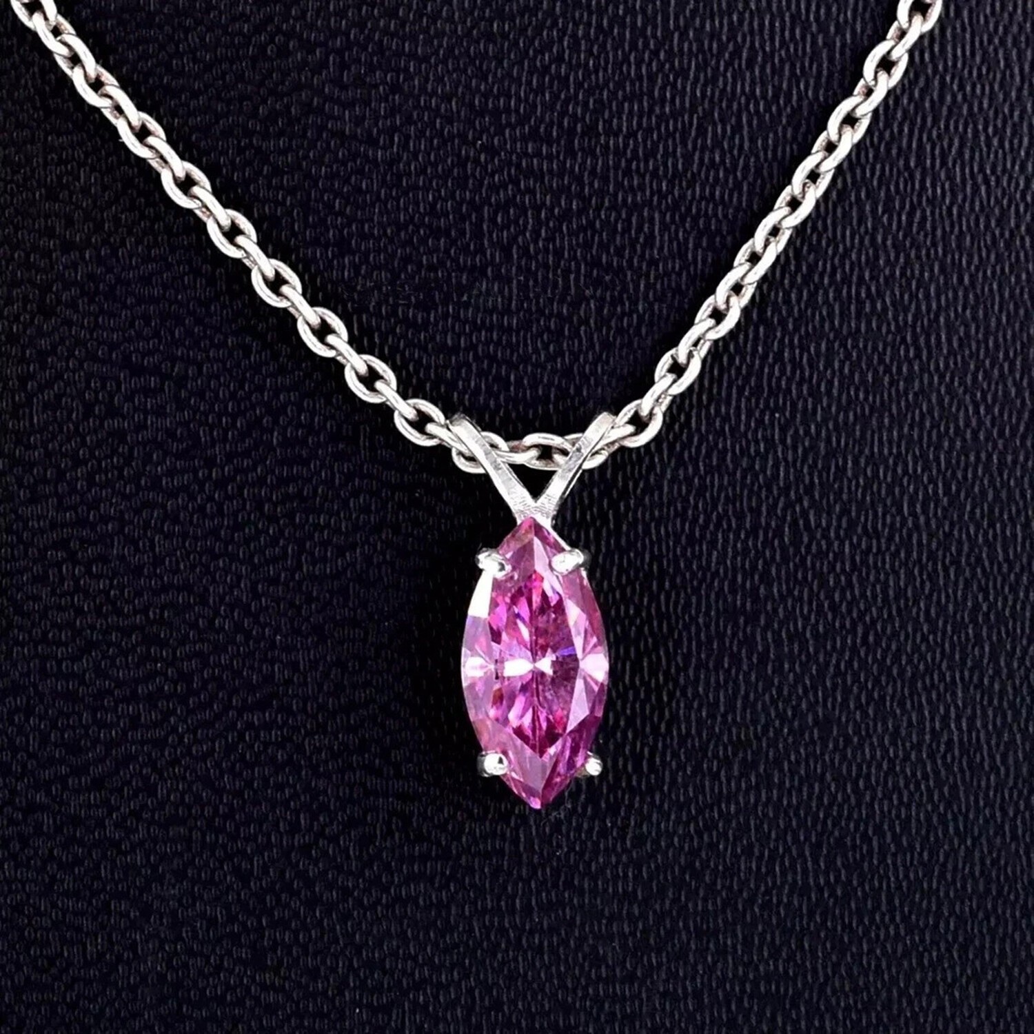 Wedding Gift 8.85 Ct Pink Marquise Cut Lab Diamond Pendant 925 Silver for Women