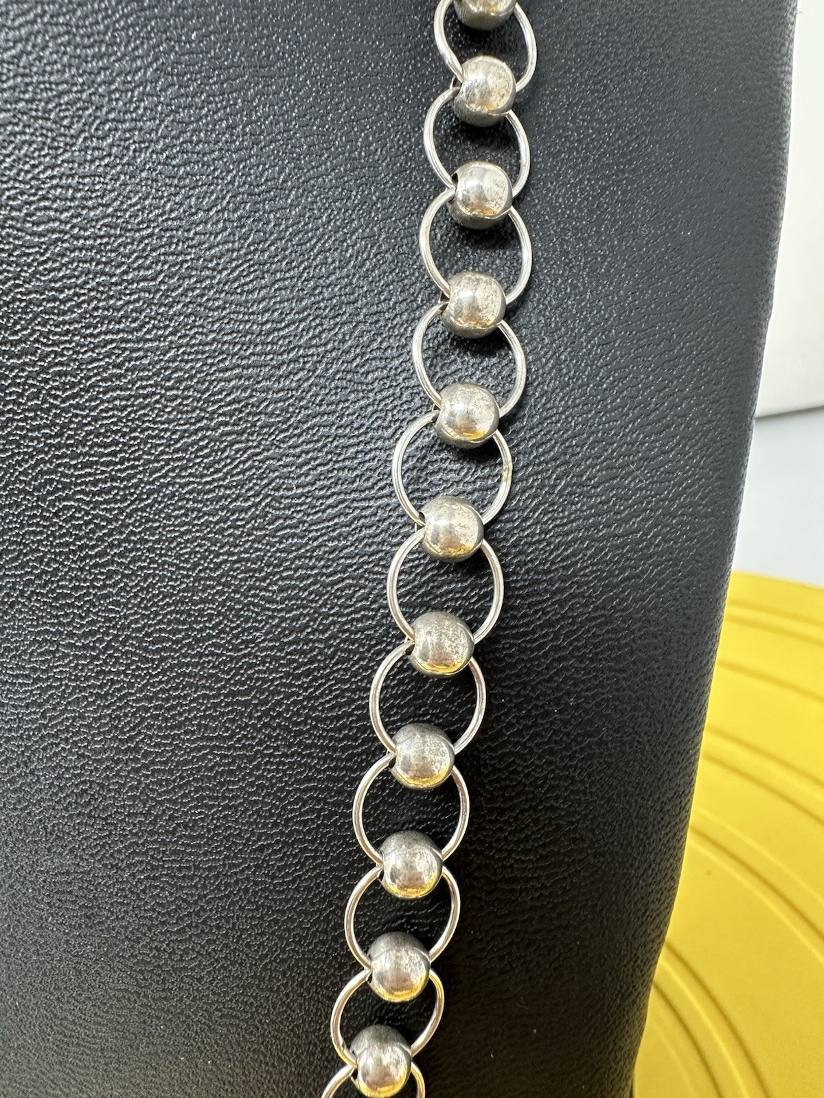 Sterling Silver Milor Rolo Bead & Circle Chain Choker Necklace Modern 20g 19 In