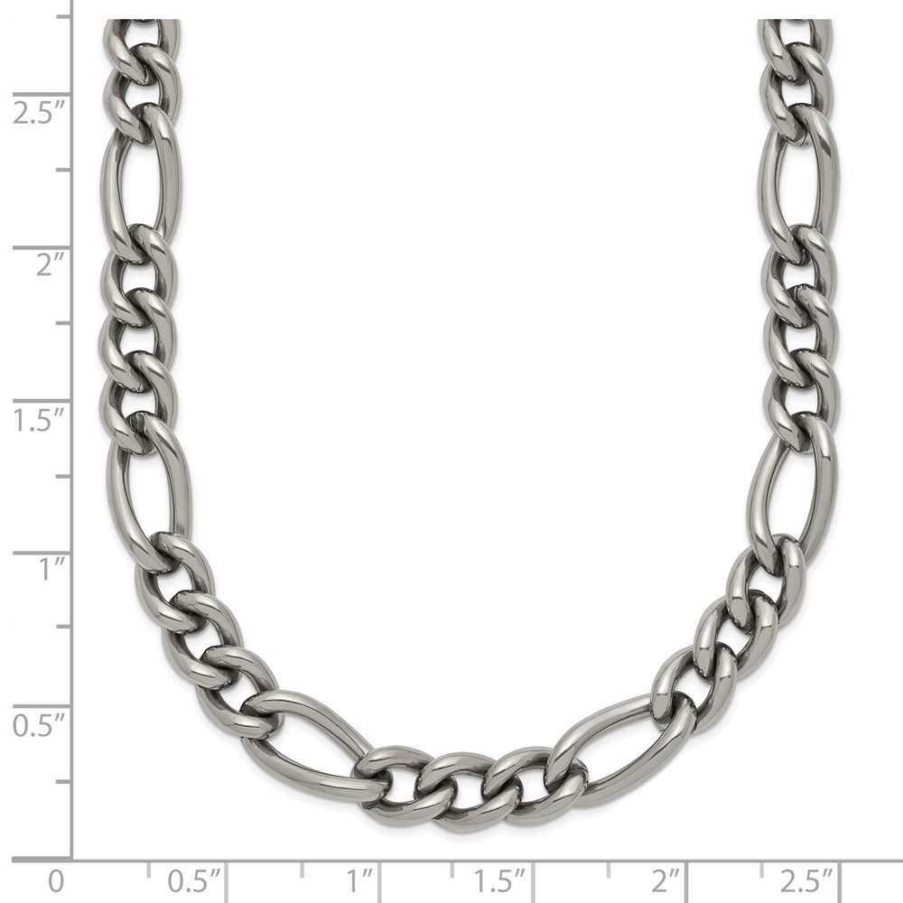 Titanium Polished 7mm 23.75 inch Figaro Chain Necklace 24″ 27.45gm