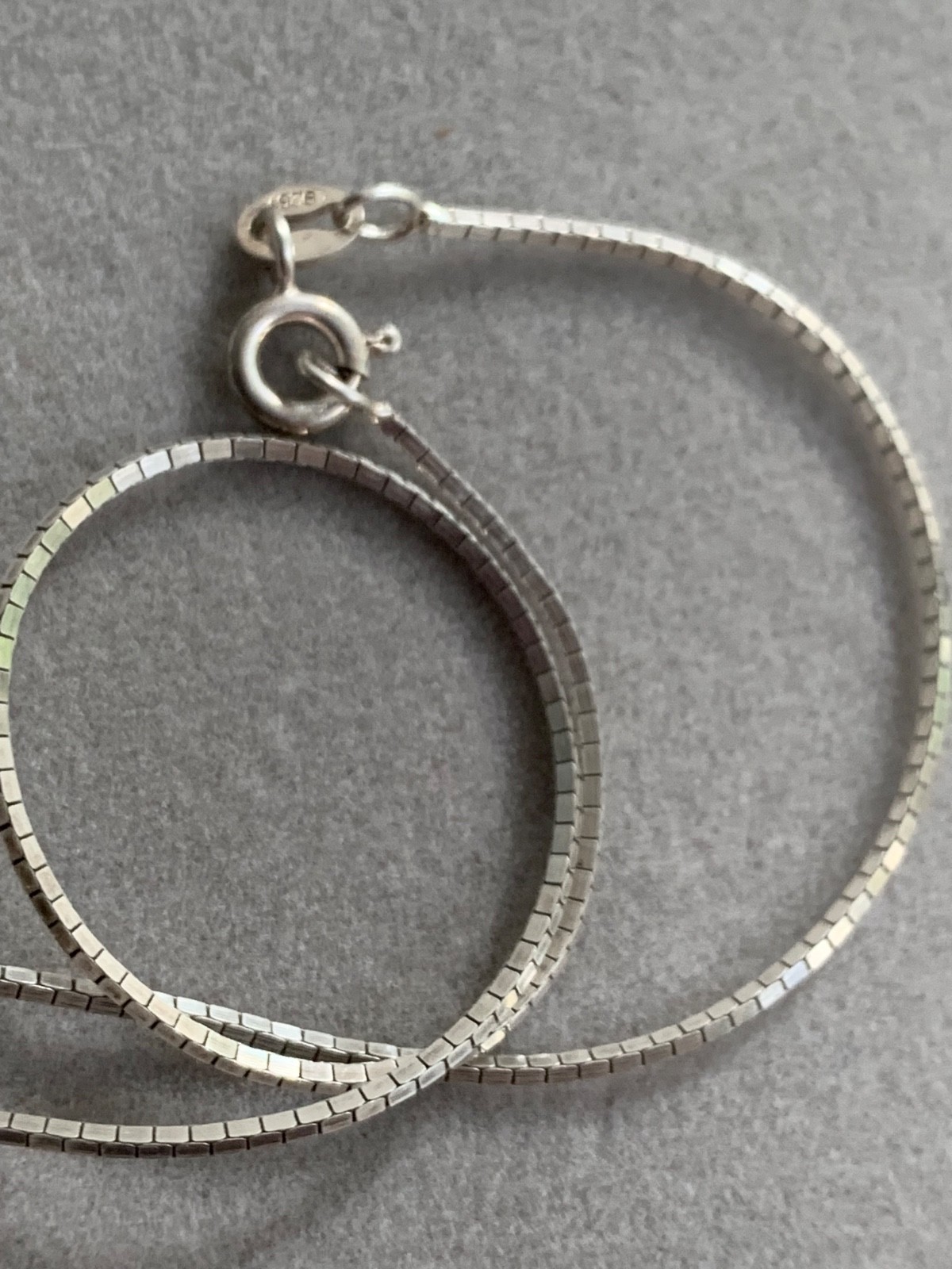 Sterling Silver 925 Fine Box Chain Necklace 40cm Long – 3.40g
