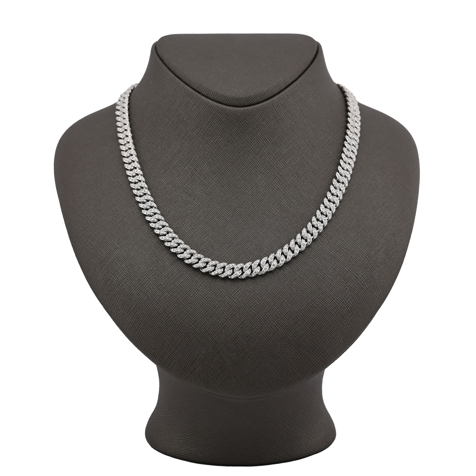 7.5MM 925 Sterling Silver 10CTW Lab Diamond Cuban Chain 59.7g 22 Inches Necklace