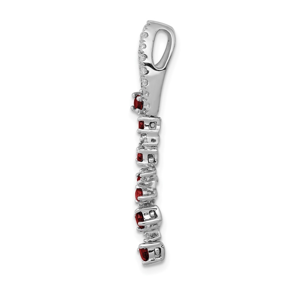14k White Gold 1/5 Ct Lab Grown Diamond VS/SI+ G+ and Created Ruby Slide Pendant