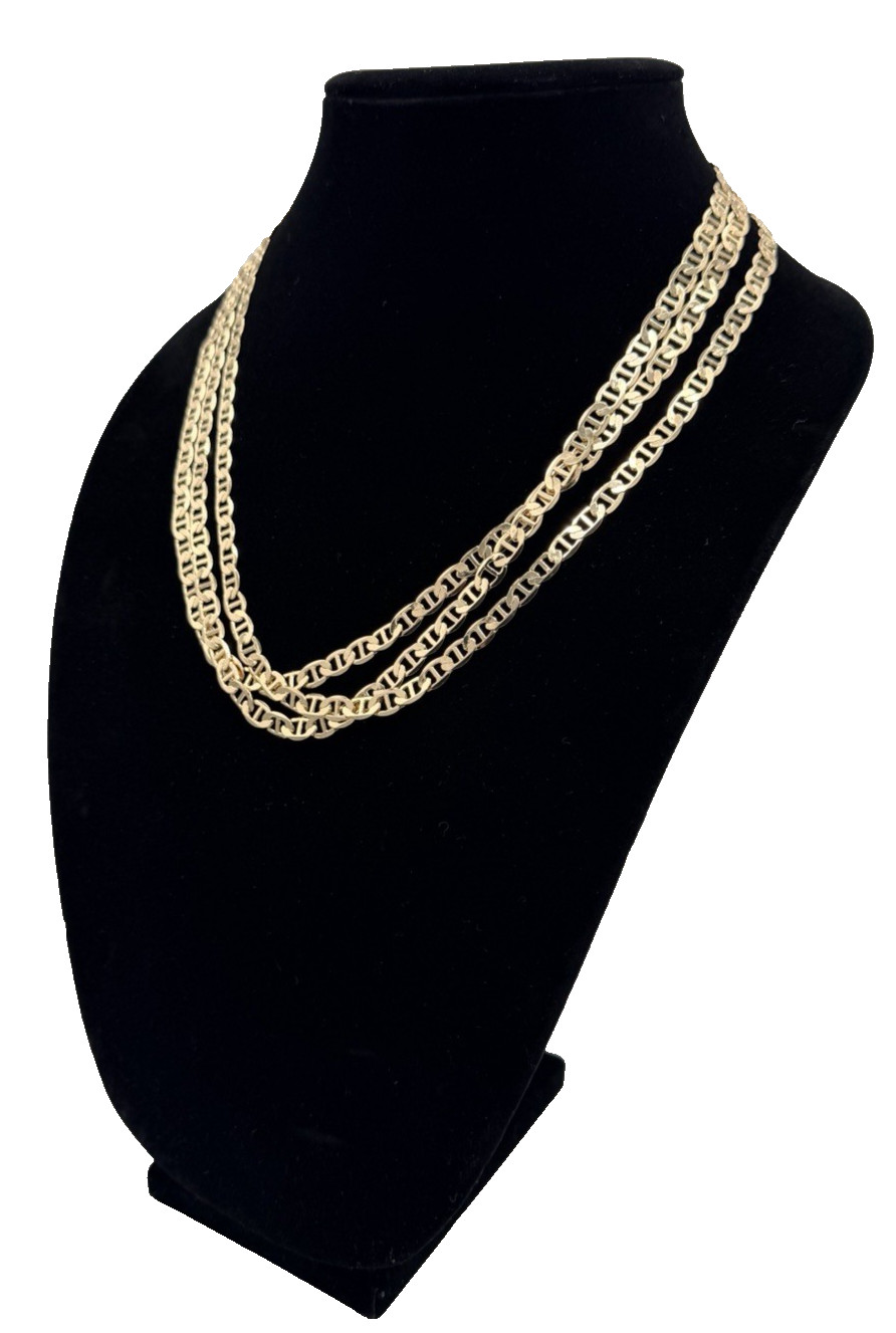18k Gold Filled Mariner Link Necklace (Solid) 21″ 6mm New