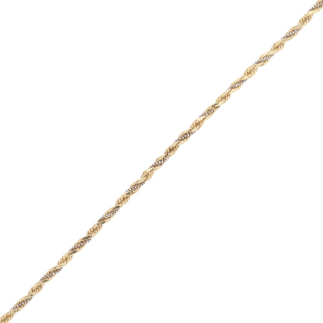 2mm Twisted Rope & Box Link Chain 18″ Necklace 14k Multi-Tone Gold 6.18 Grams