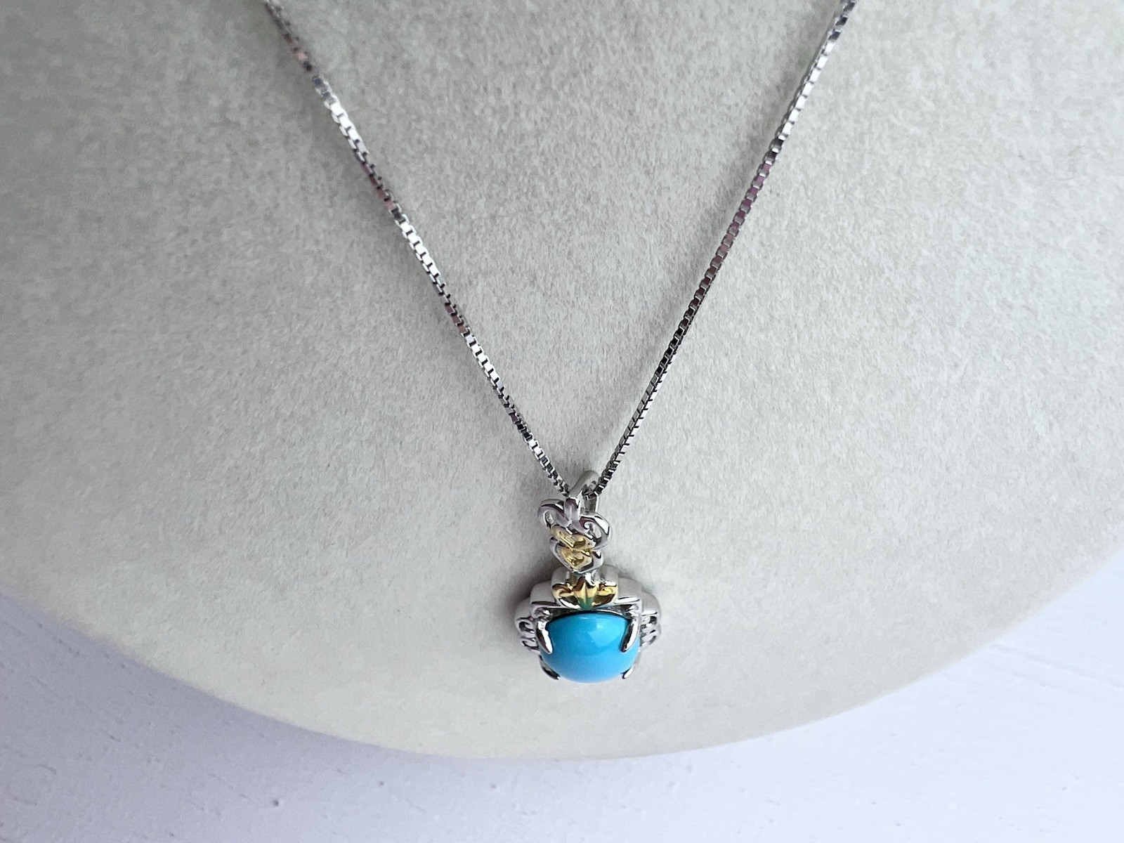 NWT 925 Silver ITALY Box Chain Sleeping Beauty Cabochon Heart Filigree Necklace
