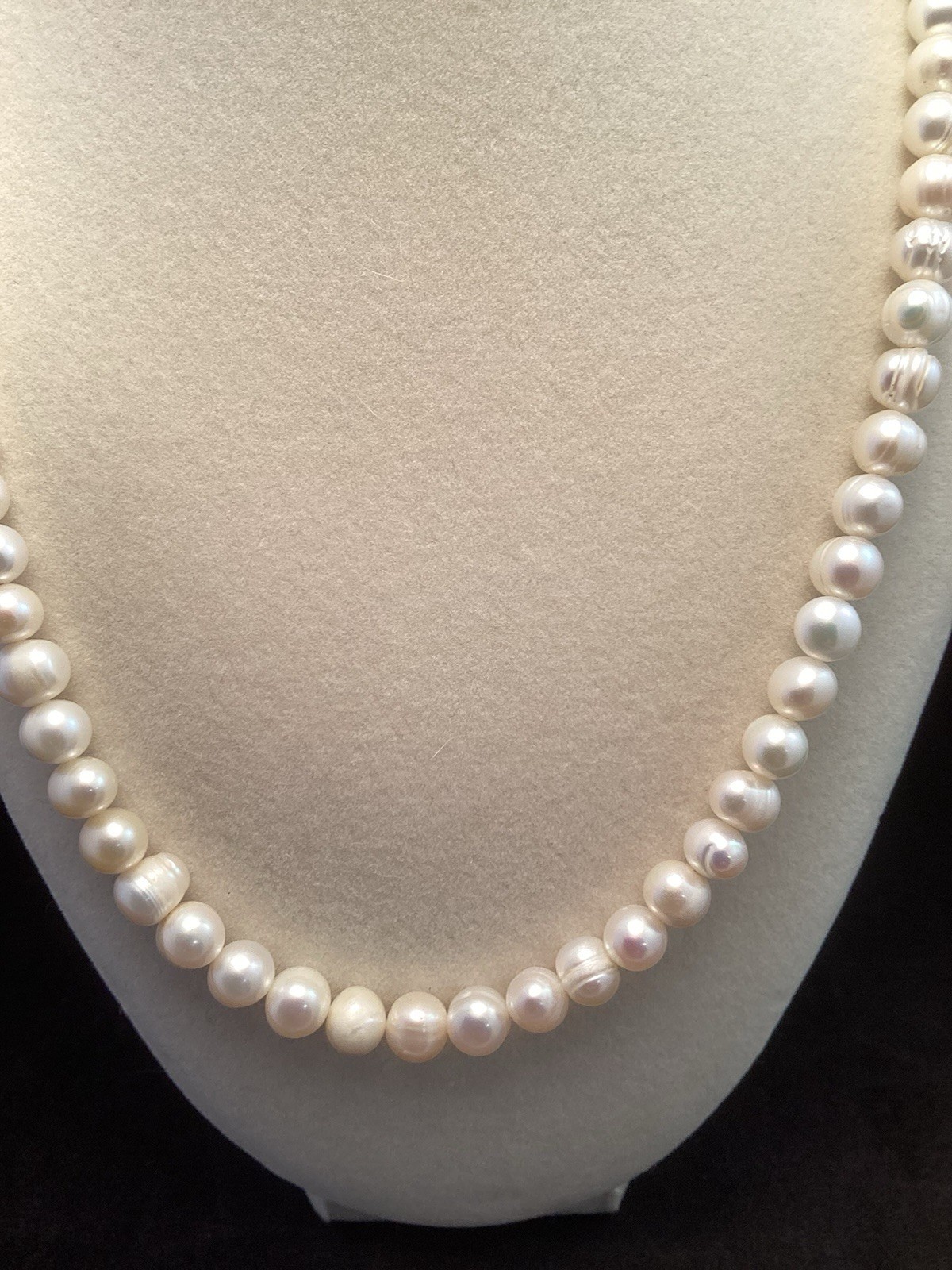 Handmade Sterling Silver White Cultured Freshwater Pearl Necklace 20.5-21.5”