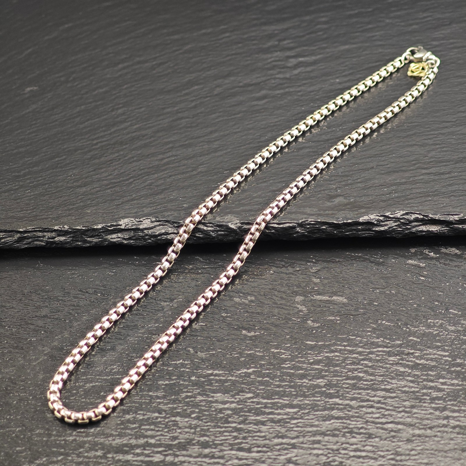 David Yurman 14k Gold Accent, Sterling Silver 3.5mm Box Chain Necklace 16″ N2715