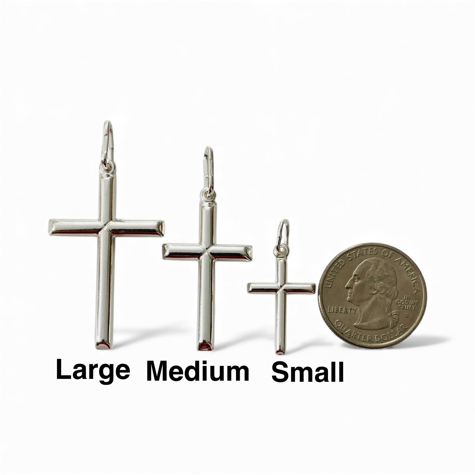 Italian 925 Sterling Silver Cross Pendant Plain Real Silver Tube Crucifix- ESP41