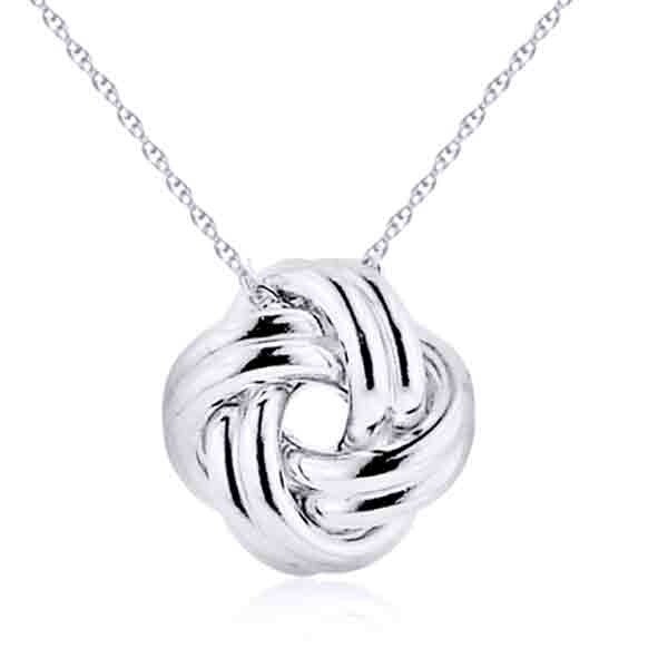 Love Knot Pendant with 18″ Chain Necklace In Sterling Silver