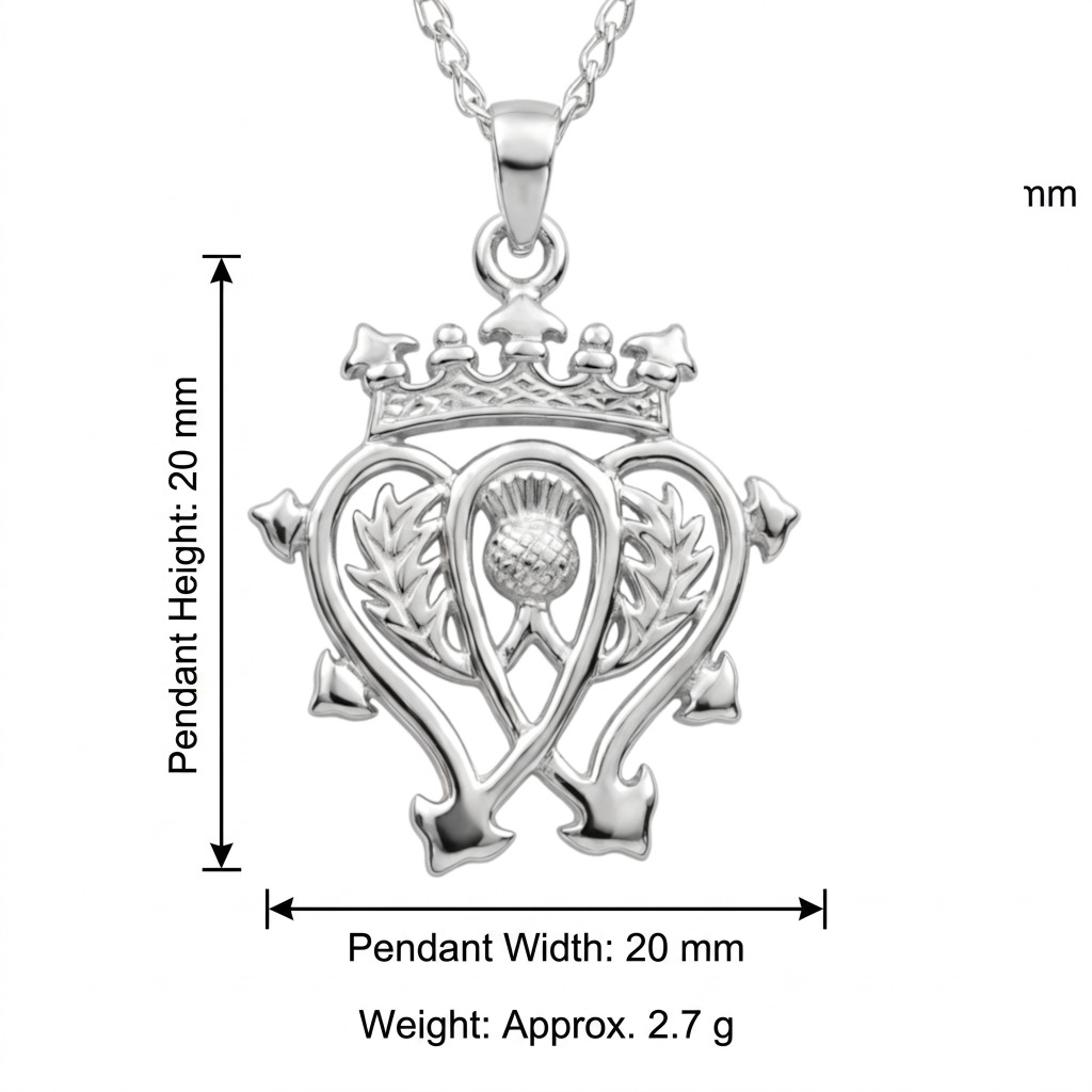 Sterling silver Scottish Luckenbooth pendant necklace with 18″ silver chain