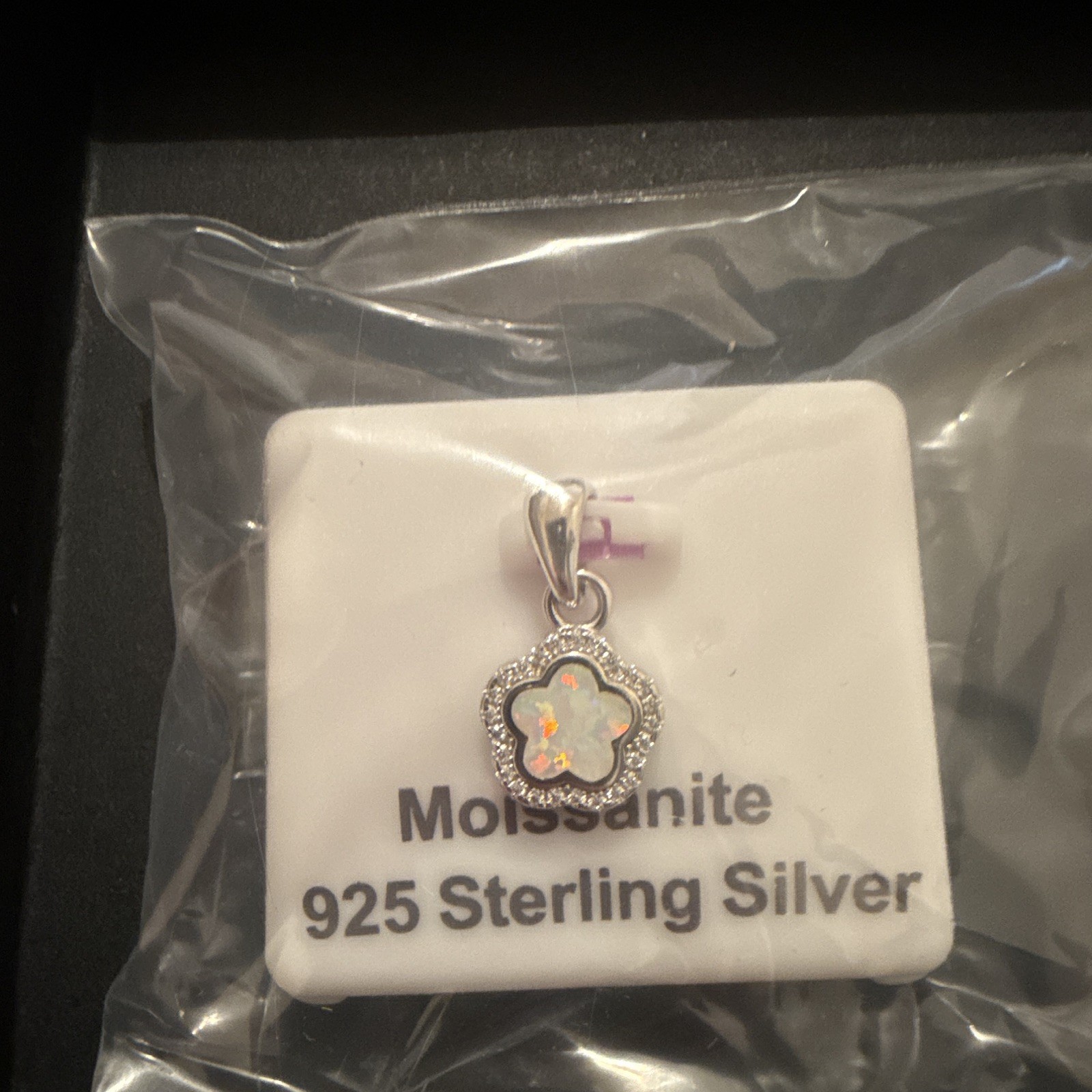 925 Sterling Silver Moissanite Flower Charm Pendant Multicolor Silver