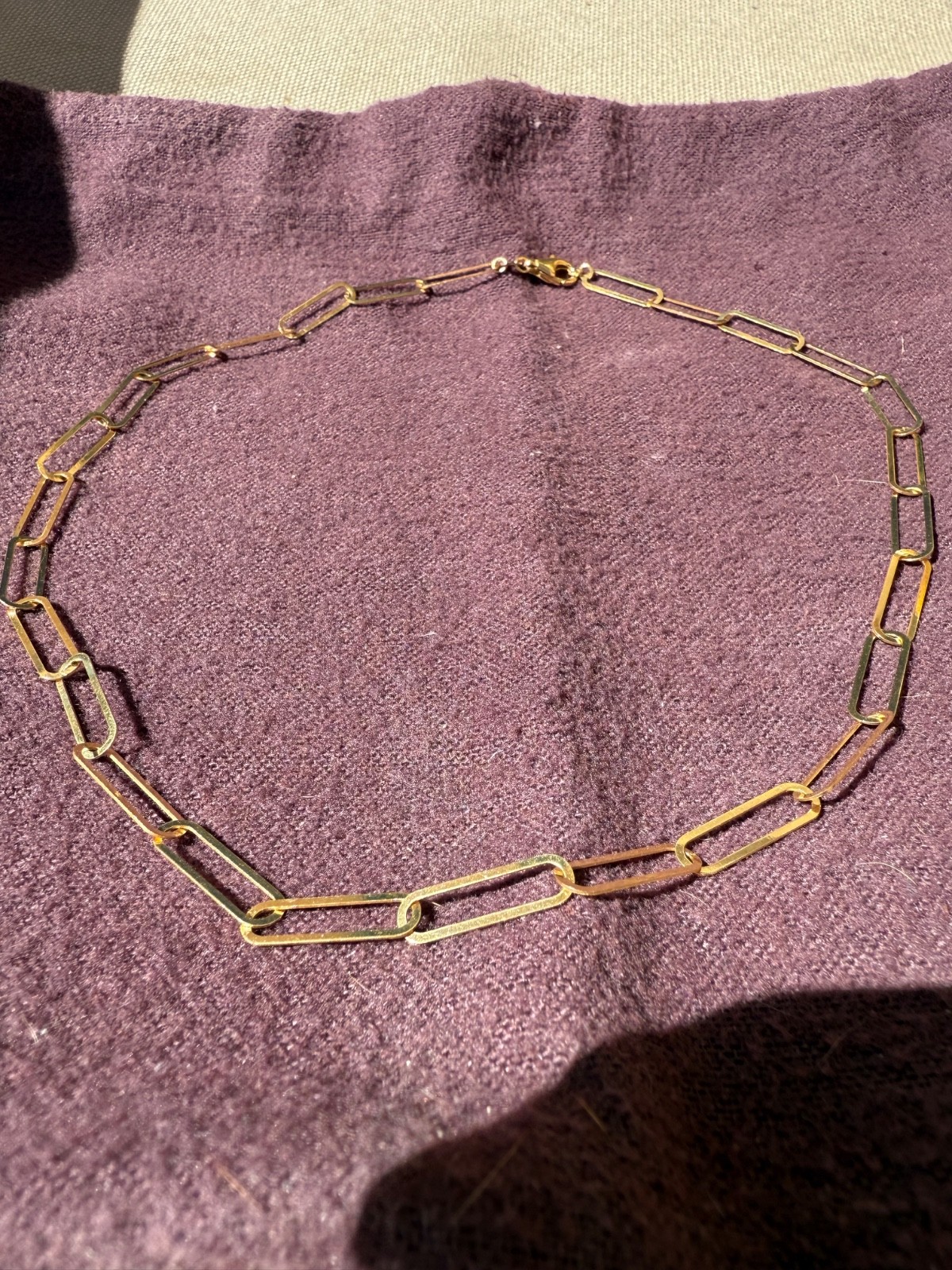 Dubai Design Paper Clip Link Solid 18k Gold Chain Necklace 16″ * Quality * Rare