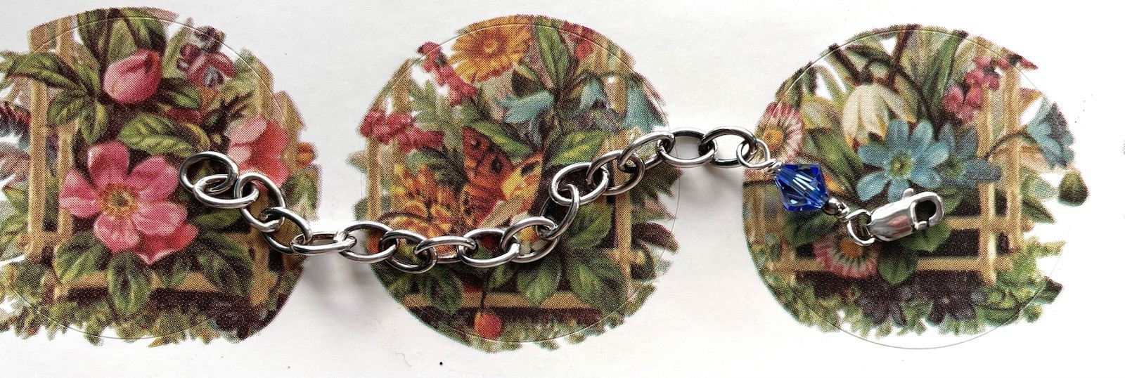 Sterling silver and Swarovski crystal chain extender with lobster claw clasp