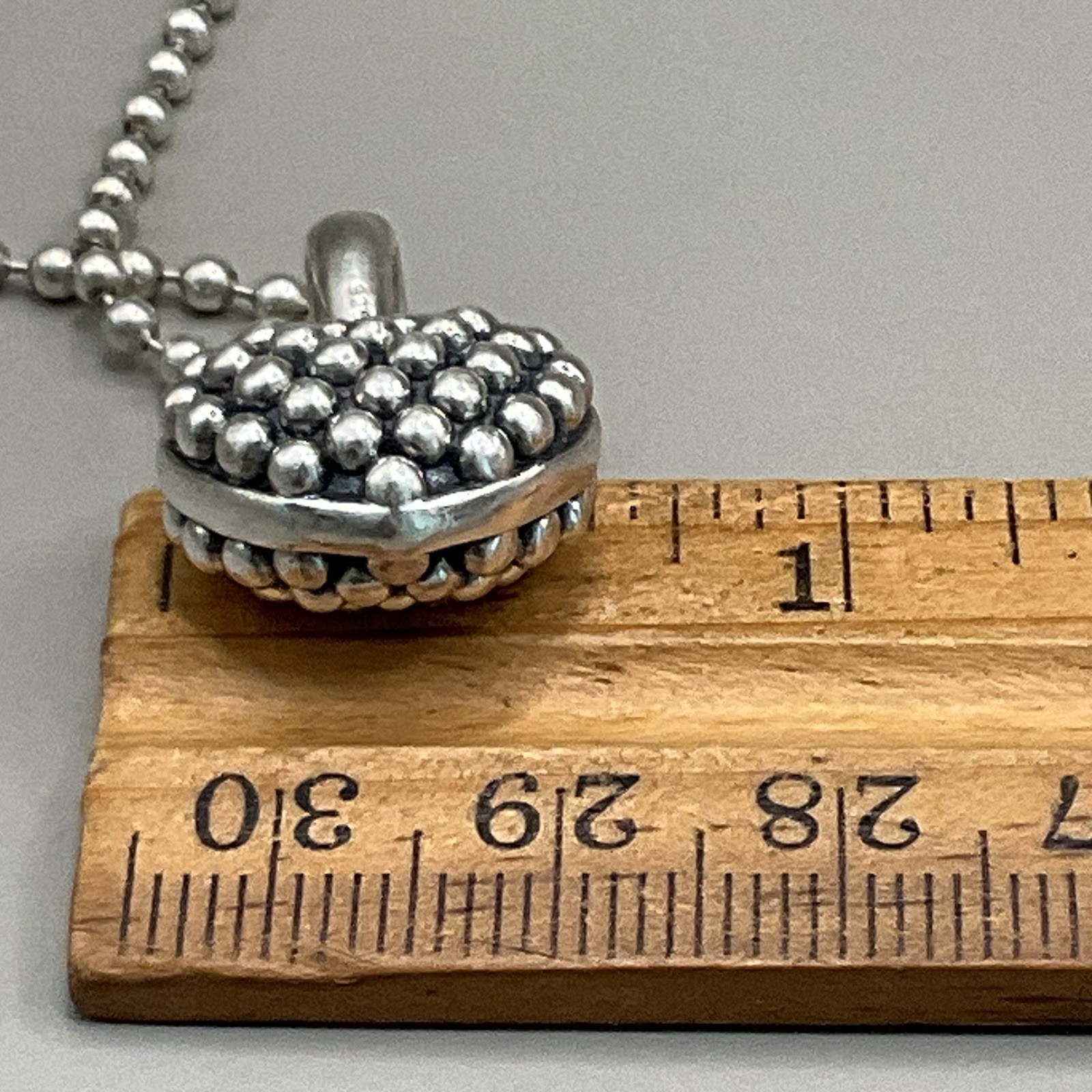 Lagos Necklace Sterling Silver 925 Caviar Chain Puffy Heart Pendant