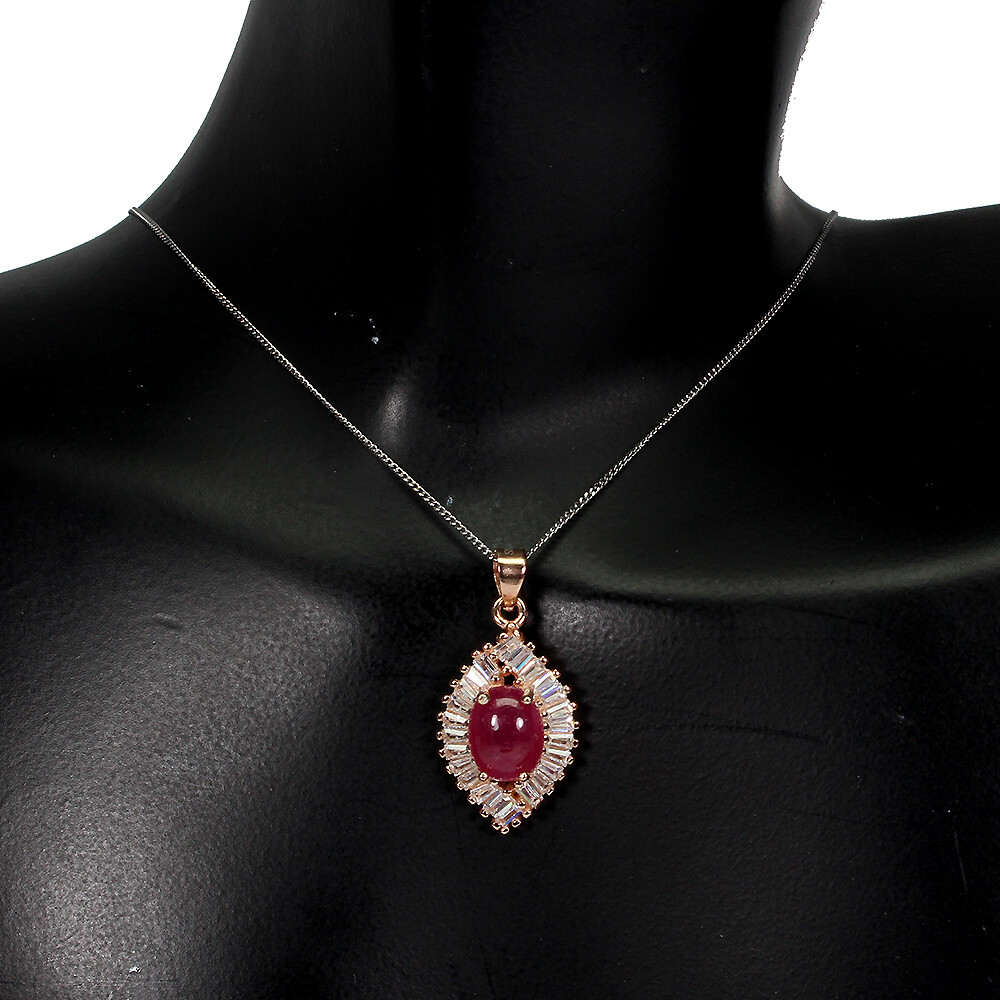925 Sterling Silver Necklace Oval Ruby 9x7mm Natural Gemstone Jewelry 18 Inch